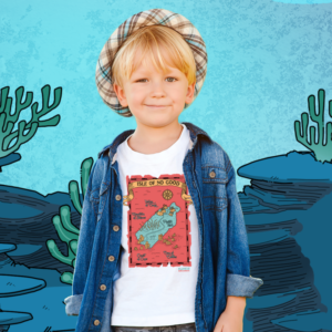 Kat Kid Adventure Eco-friendly Isle of no good Kat Kid Tee White Color
